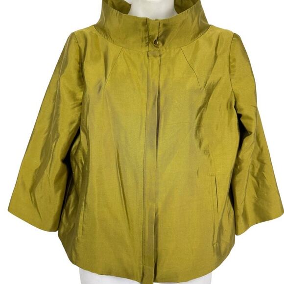 Chico's Jackets & Blazers - Chicos Travelers Collection Lentil Green Lined Silk Blend Jacket Blazer sz 1 / M